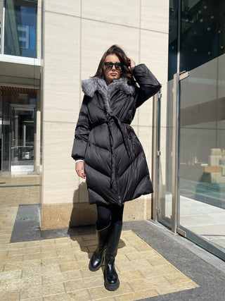 Amandine Genuine Silver Fox Down Parka - By Baano