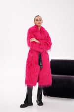 Faux Ostrich Effect Fur Coat