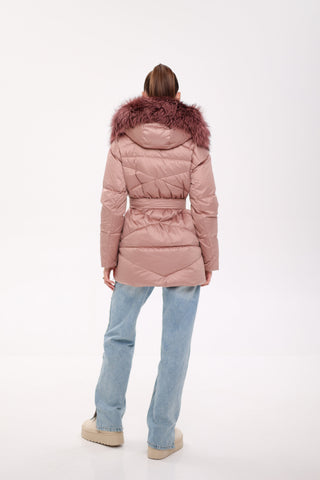 Genuine Silver Fox Fur Trim Down Insulated Parka - By Baano