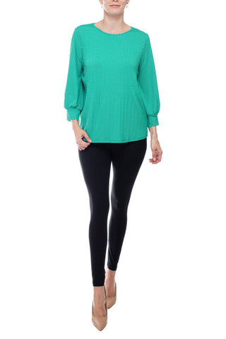 Adrianna Papell Crew Neck 3/4 Sleeves Crepe Top - Glamourous Grace