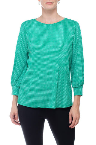 Adrianna Papell Crew Neck 3/4 Sleeves Crepe Top - Glamourous Grace
