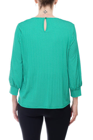 Adrianna Papell Crew Neck 3/4 Sleeves Crepe Top - Glamourous Grace