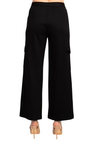 Adrianna Papell Mid Banded Waist Cargo Pull on Solid Ponte Pant - By Baano
