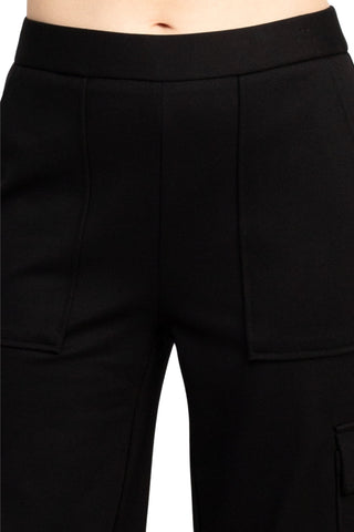 Adrianna Papell Mid Banded Waist Cargo Pull on Solid Ponte Pant - By Baano