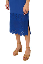 Adrianna Papell Scoop Neckline Sleeveless Tank Straps Fitted Bodice Crochet Trimmed Sheath Dress