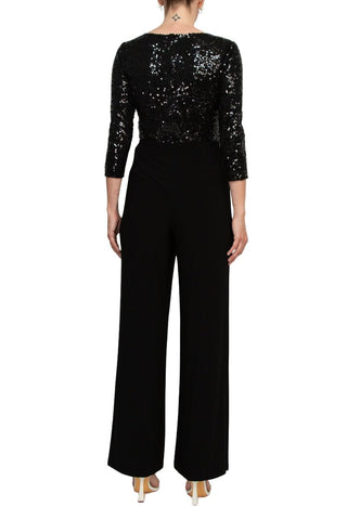 Adrianna Papell Sequin Faux Wrap V - Neck Jumpsuit - Glamourous Grace
