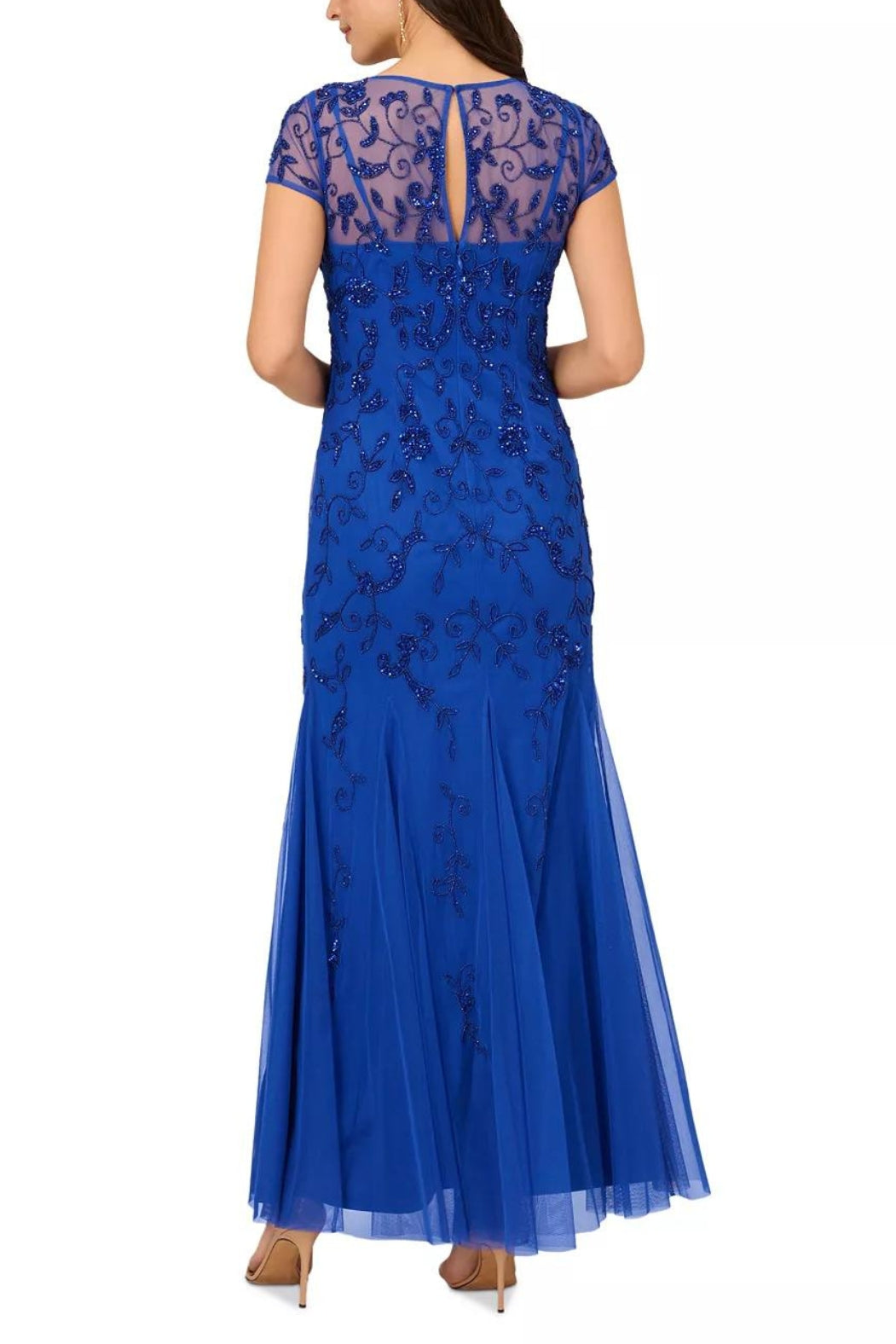 Adrianna Papell Embellished Sweetheart Neckline Bodice Underlay Godet Hem Gown Dress