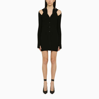 Black ribbed mini dress with cut out - By Baano