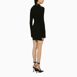 Black ribbed mini dress with cut out - By Baano