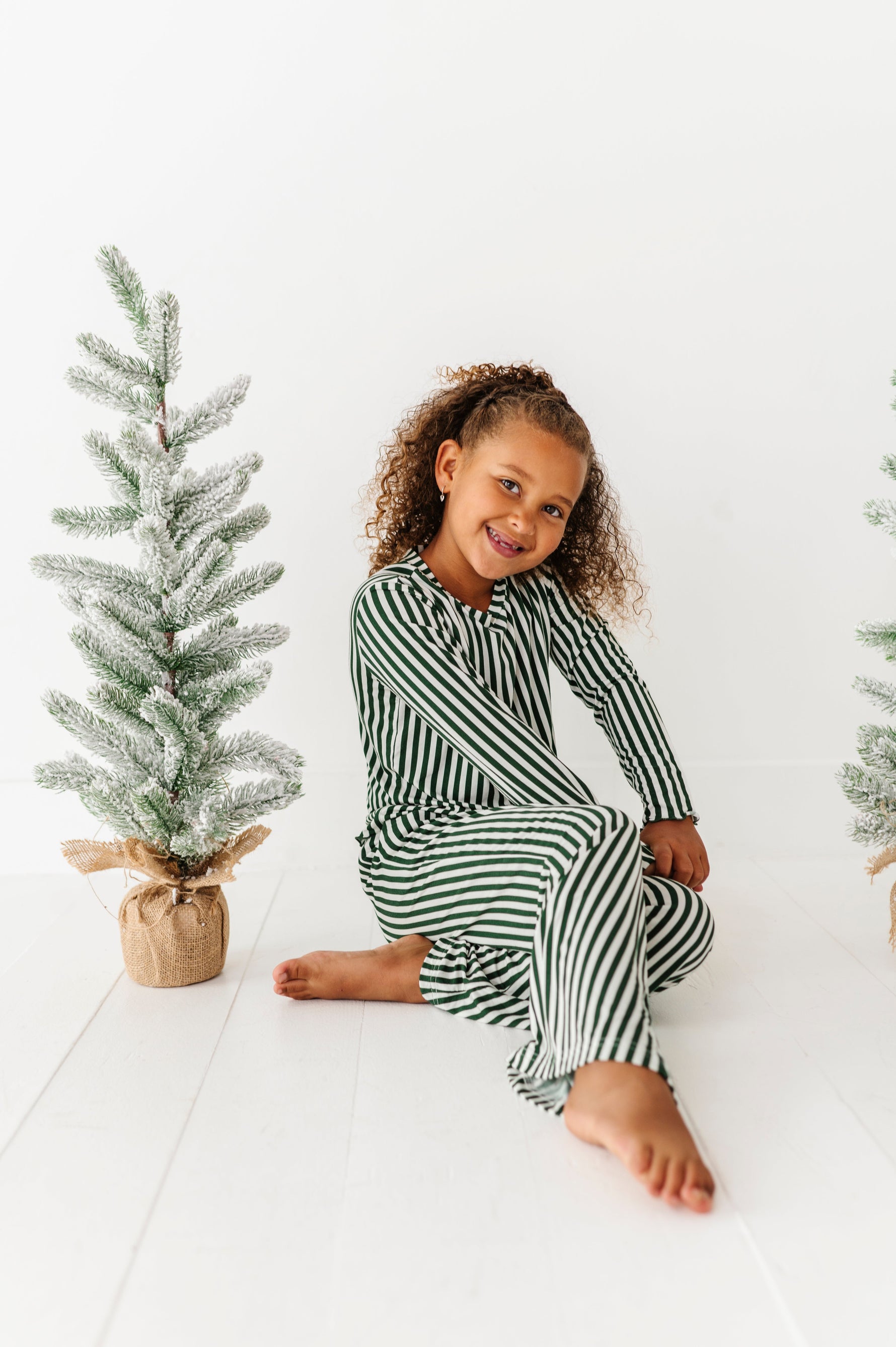 Green Stripes | GIRLS WIDE-LEG SET - By Baano