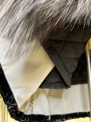 Genuine Silver Fox Fully Lined Hood Rabbit Insulated Parka - By Baano