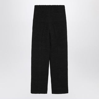 Black Straight Bouclé Trousers - By Baano