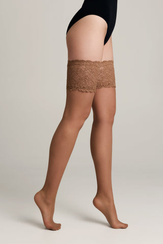 Fantasy Stockings Conte Amour - Openwork Elastic Band and Silk Effect - By Baano