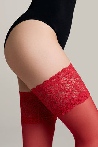 Fantasy Stockings Conte Amour - Openwork Elastic Band and Silk Effect - By Baano