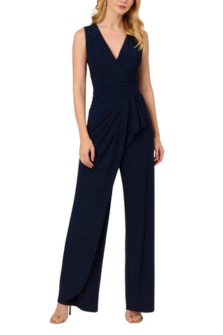 Adrianna Papell Midnight Jersey Sleeveless Bodice Wide Legs Jumpsuit - By Baano