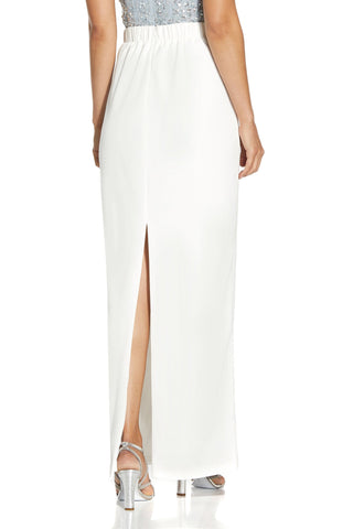 Adrianna Papell Elastic Waist Slit Back Long Crepe Skirt - Glamourous Grace