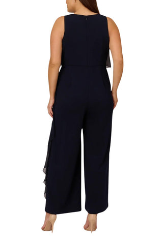Adrianna Papell Chiffon Crepe Wide Leg Boat Neck Jumpsuit (Plus Size) - Glamourous Grace