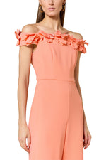 Adrianna Papell Off-The-Shoulder Back Zipper Closure Wide Leg Jumpsuit Dress