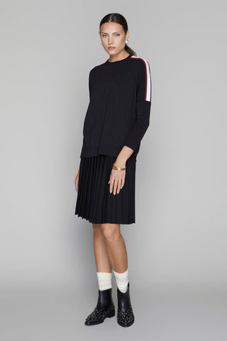 Montia Top in Black Merlot Stripe