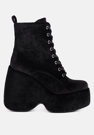 Ashcan High Platform Velvet Ankle Boots