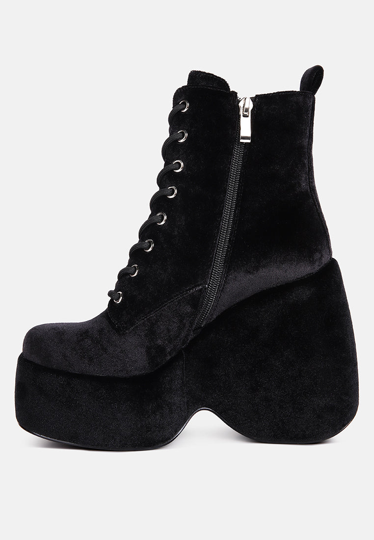 Ashcan High Platform Velvet Ankle Boots