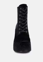 Ashcan High Platform Velvet Ankle Boots