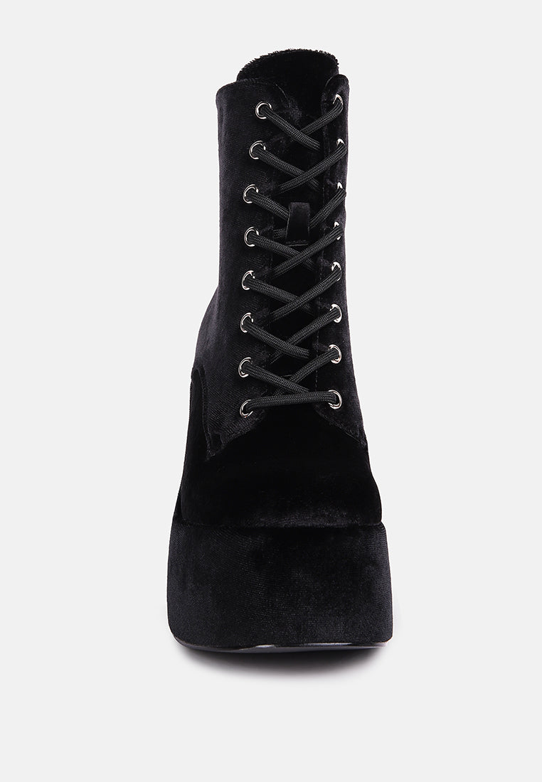 Ashcan High Platform Velvet Ankle Boots