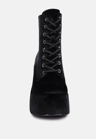 Ashcan High Platform Velvet Ankle Boots