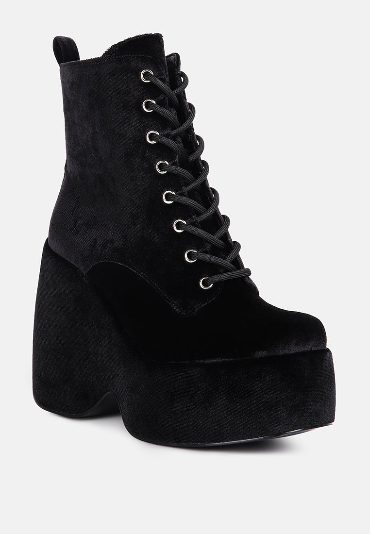 Ashcan High Platform Velvet Ankle Boots