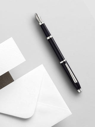 Century® II Black Lacquer Fine Nib Fountain Pen - By Baano