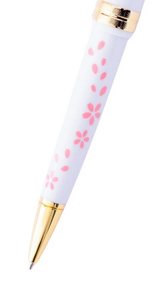Bailey Light™ Cherry Blossom Glossy White Resin Ballpoint Pen - By Baano