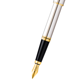 Coventry Polished Chrome with Gold-Tone Fine Nib Fountain Pen - By Baano