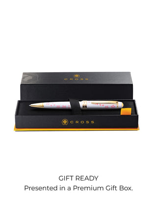 Bailey Light™ Cherry Blossom Glossy White Resin Ballpoint Pen - By Baano
