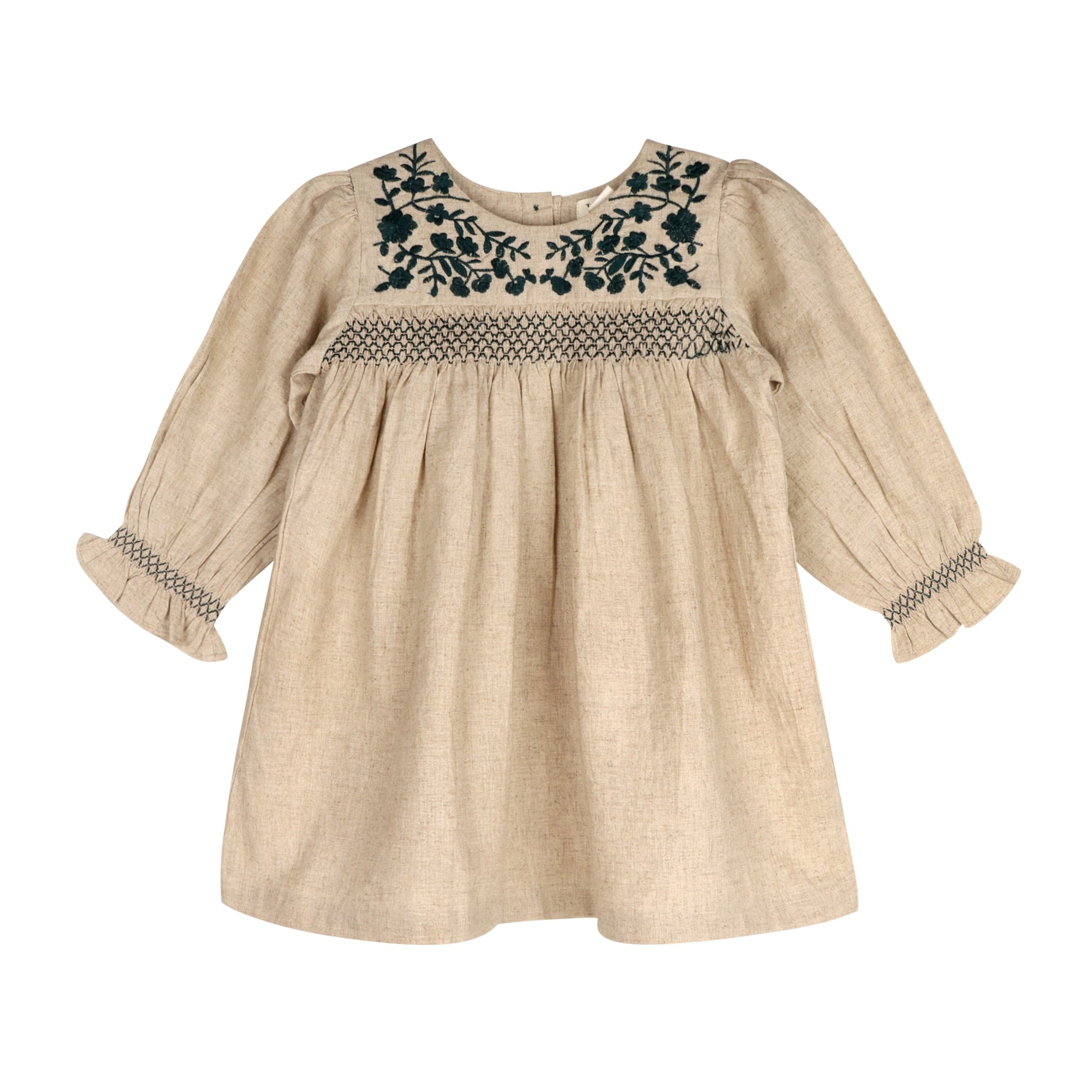 Meadow Breeze Linen Embroidered Oasis Dress - By Baano