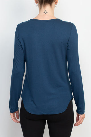 Cupio crew neck long sleeve solid matte jersey top - By Baano