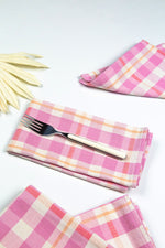 Archive NY Abigail Plaid Dinner Napkin in Bubblegum