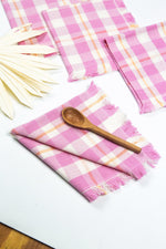Backordered: Abigail Plaid Party Napkin in Bubblegum and Peach