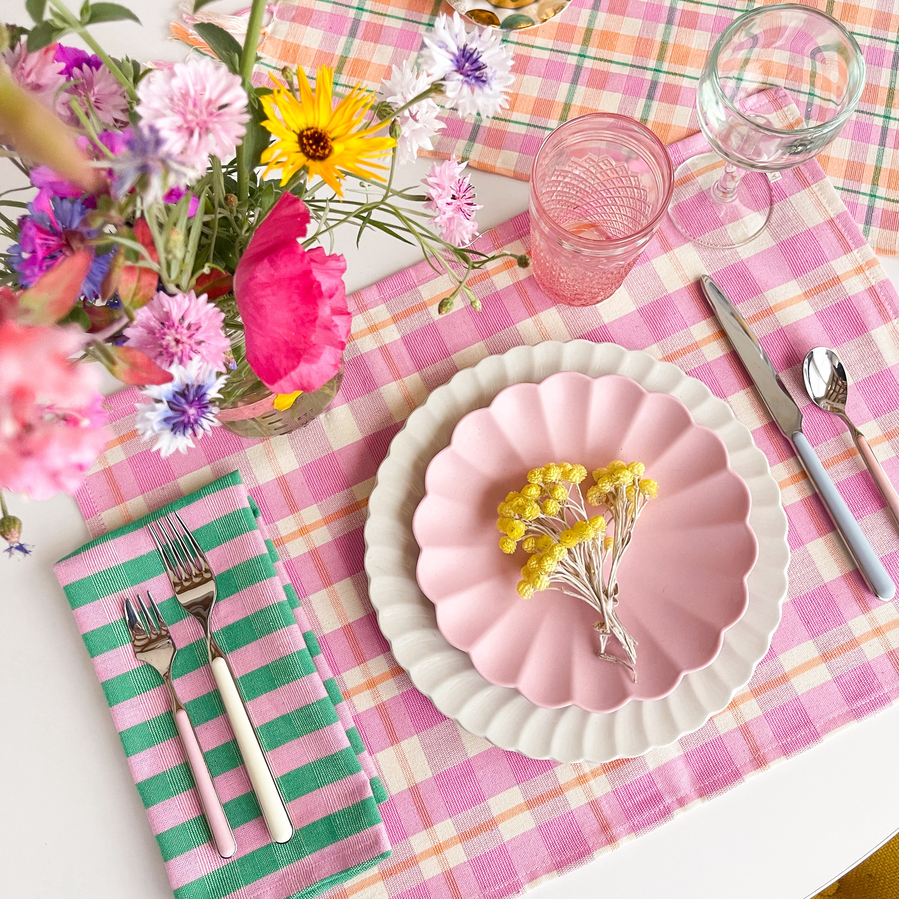 Archive NY Abigail Plaid Placemat in Bubblegum