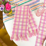 Abigail Plaid Kitchen Towel in Bubblegum and Peach