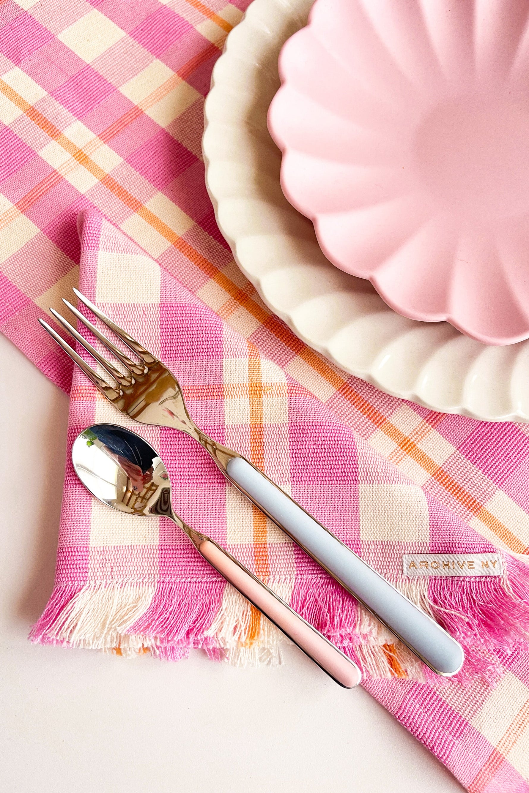 Abigail Plaid Runner in Bubblegum and Peach