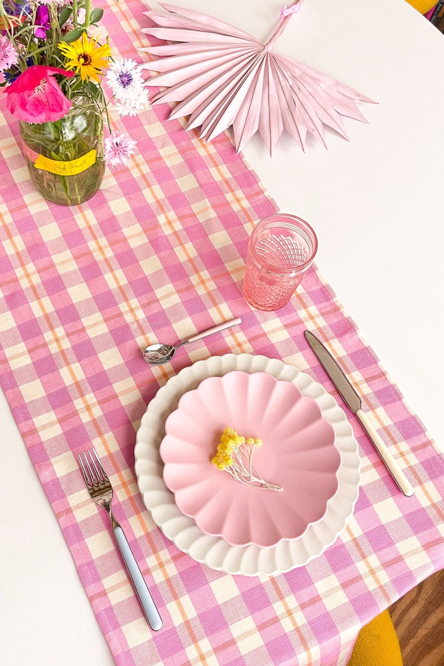 Abigail Plaid Runner in Bubblegum and Peach