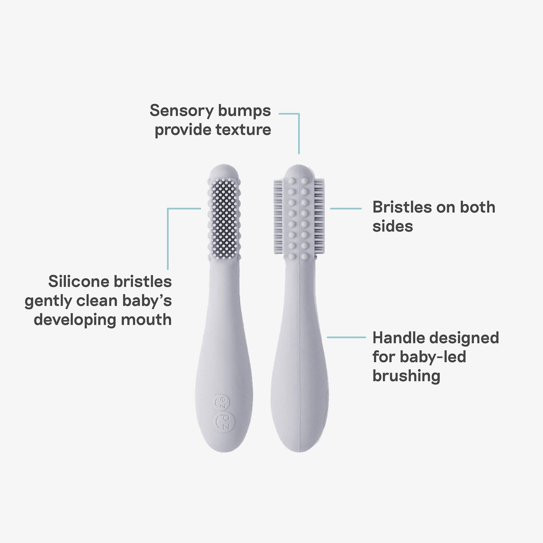Baby-Led™ Toothbrush + Tongue Depressor in Pewter