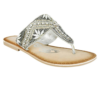 Amare Beaded Sandals in Silver Naughty Monkey