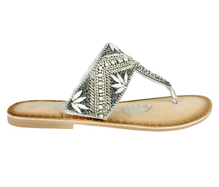Amare Beaded Sandals in Silver Naughty Monkey