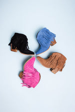 Amos Fringe Ankle Bootie in Black Suede Naughty Monkey