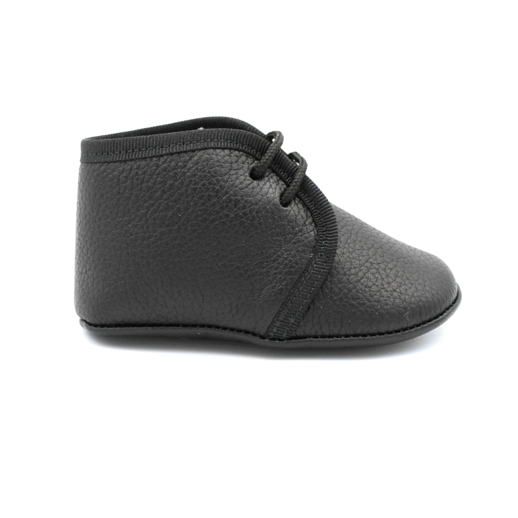 Andres- Black Leather Baby Booties