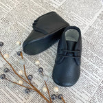 Andres- Black Leather Baby Booties