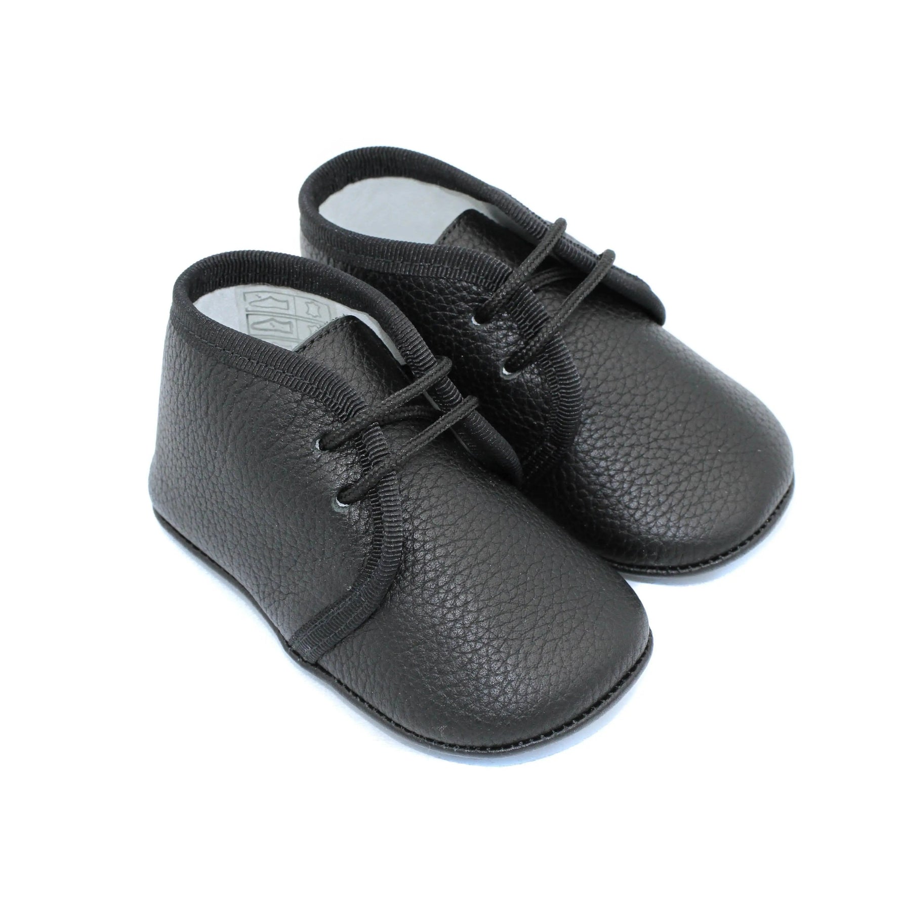 Andres- Black Leather Baby Booties