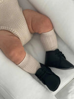 Andres- Black Leather Baby Booties