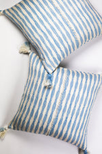 Antigua Pillow- Natural Faded Indigo 20"x20"